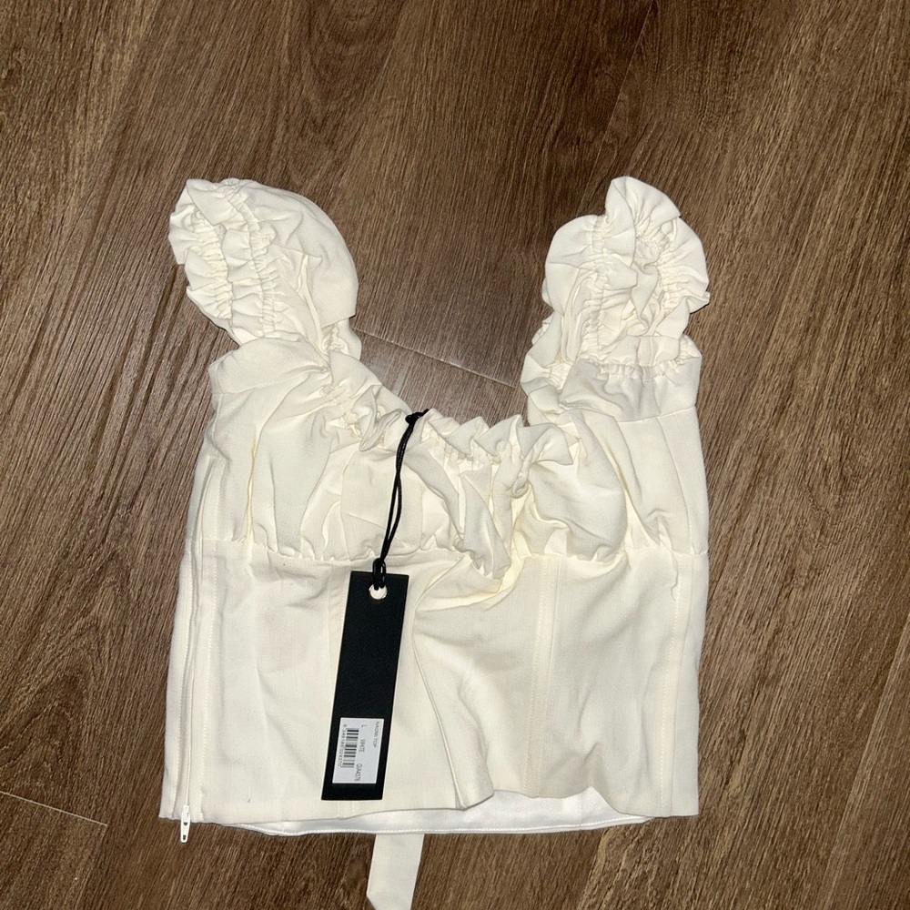 Elegant Cream Ruffled Women's Blouse
